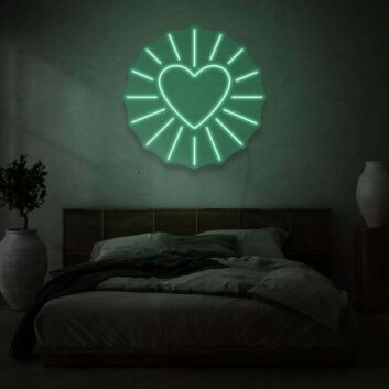Heart with rays LED neon sign