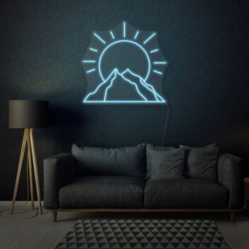 Sun behind mountain LED neon sign