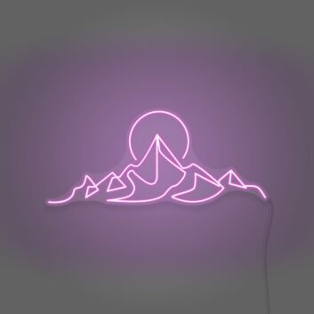 Moon over the mountains neon sign