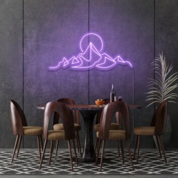 Moon over the mountains neon sign