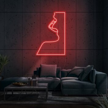 Woman Face Neon Portrait of Elegance and Mystery