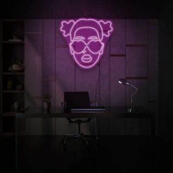 Girl with Heart Glasses Neon Love at First Sight