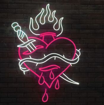Abstract Wounded Heart Pattern Neon Sign