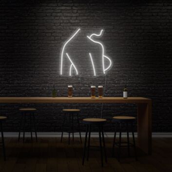 Sexy Woman Side Profile Neon Art Feminine Form Celebrated