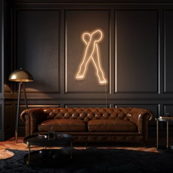 Crossed Legs Neon Elegant and Relaxed Posture