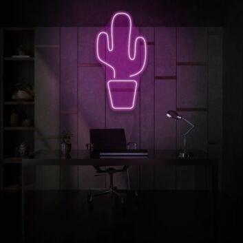 Cactus in Pot Neon Desert Charm in Compact Form