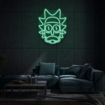 Rick&#039;s Face Neon Art Tribute to Popular Culture