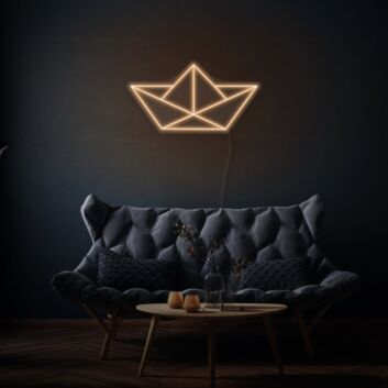 Origami Boat Neon Journey of Imagination and Creativity