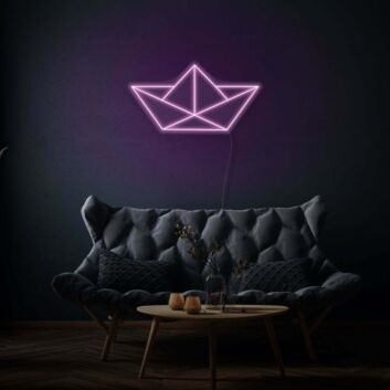 Origami Boat Neon Journey of Imagination and Creativity