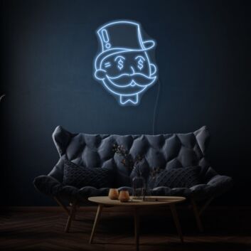 Monopoly Man Neon Sign Playful Wealth and Games