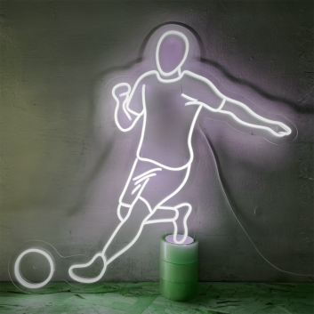 Soccer Showdown Running and Kicking Player Neon Sign