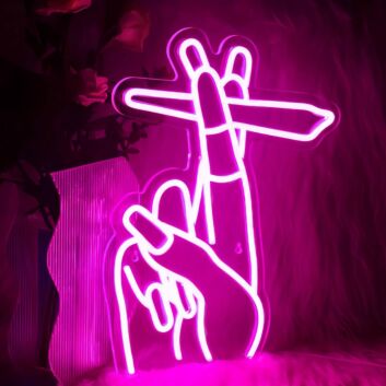 Two Fingers Holding Cigarette  Neon Signs