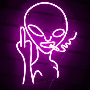 Provocative Smoking Alien  Neon Sign