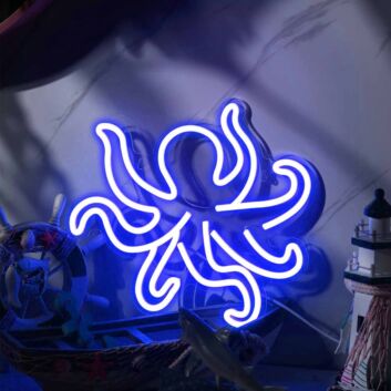 Tusked Five-Claw Octopus Neon Sign