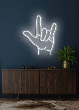 Hand sign Neon Artistic Expression of Communication and Style