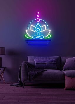 Lotus flower Neon Serenity and Rebirth in Bloom