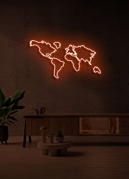 World map Neon Adventure Awaits in Glowing Lines