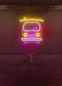Surf Van Beach Vibes Captured in Laid-Back Neon