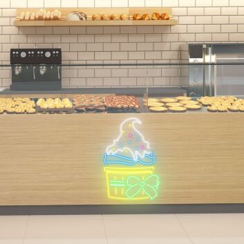 Festive Ice Cream Cup Celebratory Neon for Party Themes