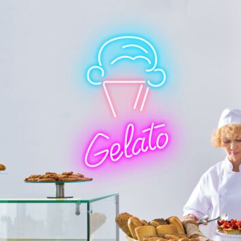 Customize Gelato &amp; Cone Playful Neon for Ice Cream Parlors