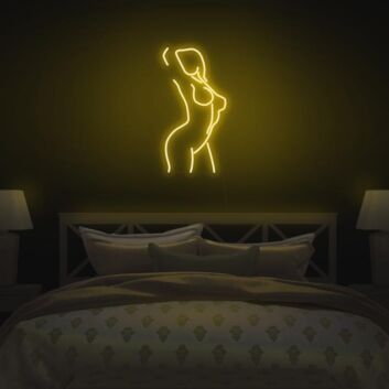 Female Figure Celebrate Beauty with Elegant Neon
