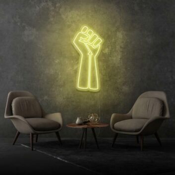 Raised fist Empower and Inspire with Bold Neon Sign