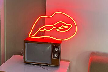 &#39;Bite the Lips&#39; neon sign