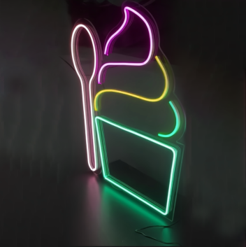 Satisfy Your Cravings Ice Cream Neon Sign