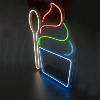 Satisfy Your Cravings Ice Cream Neon Sign