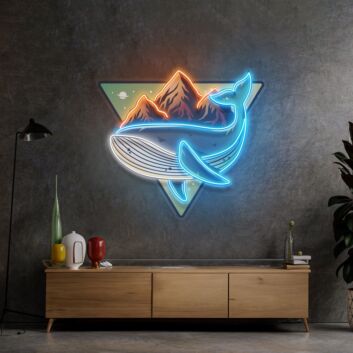 Whale On Mountain Top Led Neon Sign Light Pop Art