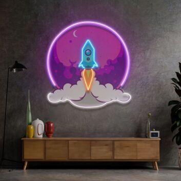 Rocket Launch Led Neon Sign Light Pop Art