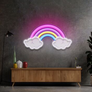 Rainbow Floating On Clouds Led Neon Sign Light Pop Art