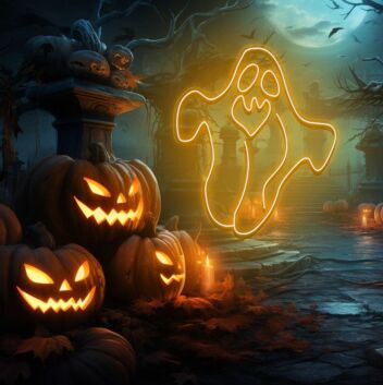 Ghost Neon Sign Halloween Holiday Party Wall