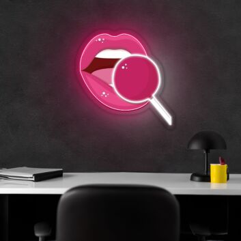 Pink Lip Neon Sign X Acrylic Artwork
