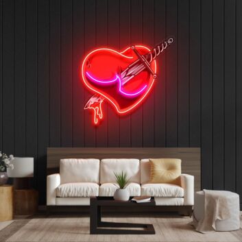 Heart Sword Led Neon Acrylic Artwork