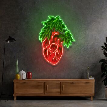 Heart Marijuana Led Neon Sign Light Pop Art