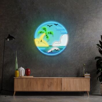 Hawaii Beach Circle Led Neon Sign Light Pop Art