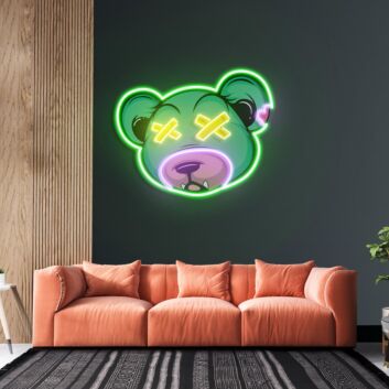 Dead Bear Cartoon Led Neon Acrylic Artwork