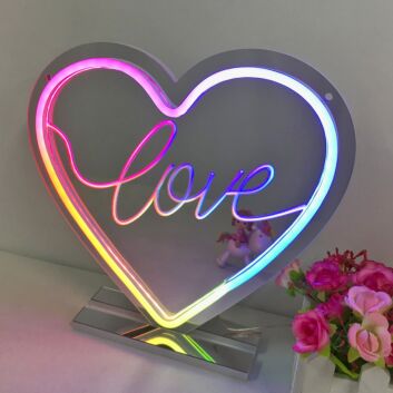 LOVE Heart Colorful Mirror Neon Signs