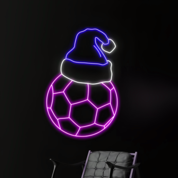 Christmas Hat Soccer Neon Sign