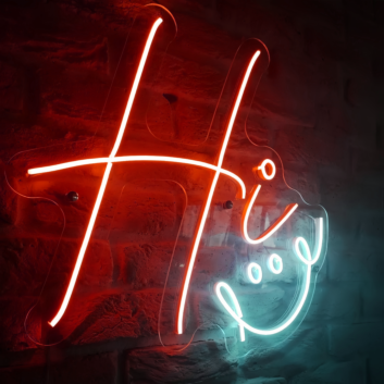 Hi Neon with a Smile Brighten Your Space with Friendly Greetings