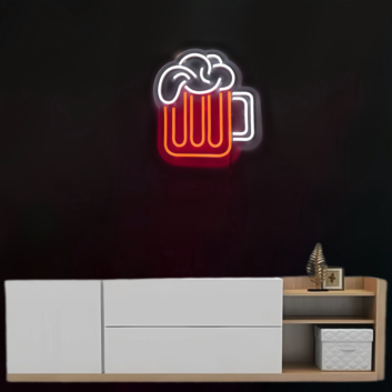 Overflowing Beer Glass Neon Light