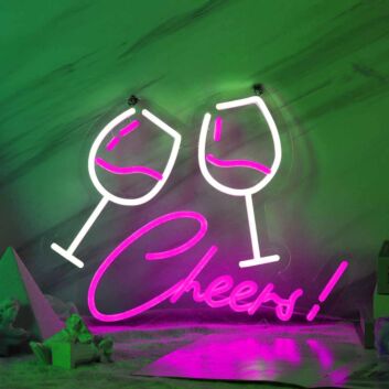 Customize Toasting Wine Glasses Neon Light