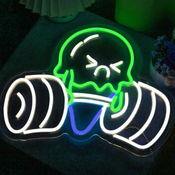Cute Weightlifting Ice Cream Neon Sign