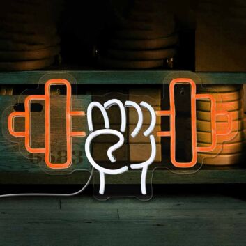 Gym Hand Holding Dumbbell Style 1 Neon Sign