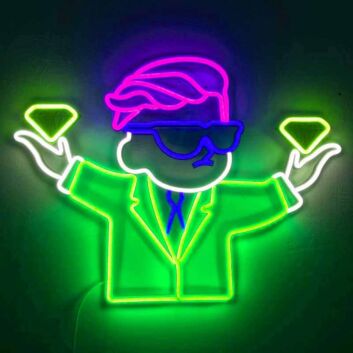 Little Miner Digging for Diamonds Neon Sign