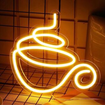 Steaming Hot Coffee Cup Neon Sign