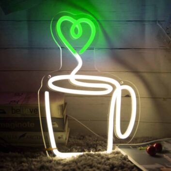 Heart Aroma Coffee Cup Neon Sign