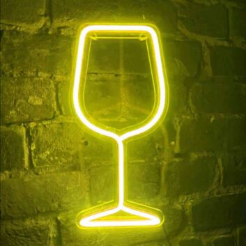 Minimalist Wine Glass Bar Neon Sign
