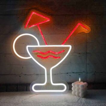 Simple Cocktail Glass Bar Neon Sign